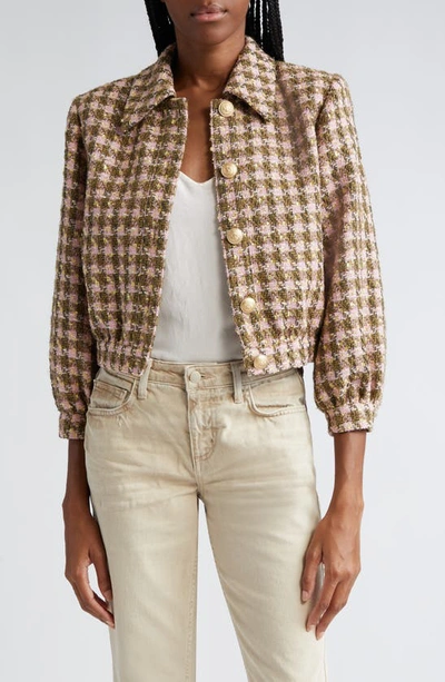 L Agence Bridges Tweed Jacket In Army/light Pink Multi