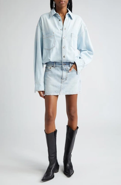 Haikure Tatum Two-tone Denim Mini Dress In Blue