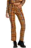 Rvca Kennedy Gingham Flare Pants In Wdr0-latte