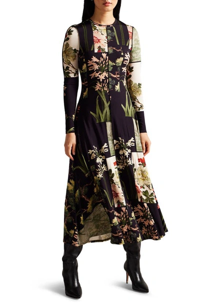 Ted Baker Skimming Midi Dress In Black