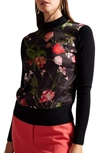 TED BAKER FRASIEE FLORAL MIXED MEDIA SWEATER