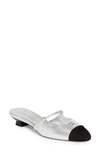 Miu Miu Mary Jane Metallic Leather Mules In Silver/ Black