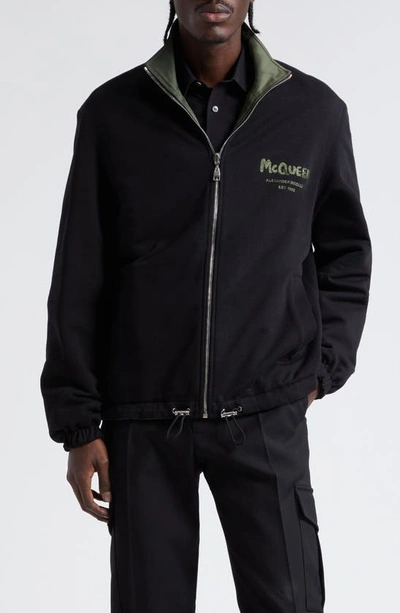 Alexander Mcqueen Graffiti Reversible Jacket In Green