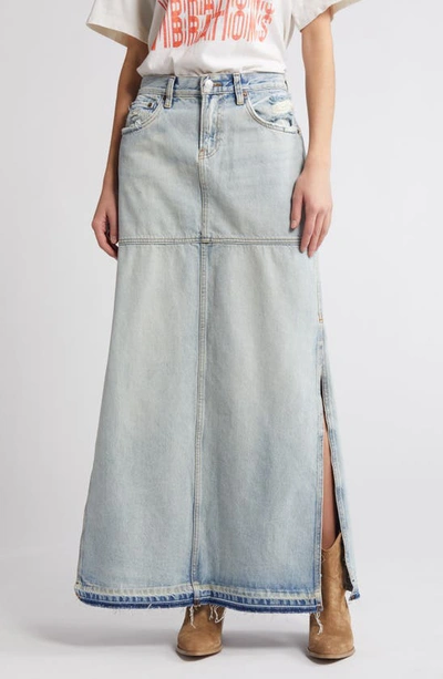 RE/DONE RE/DONE MID RISE ORGANIC COTTON DENIM MAXI SKIRT
