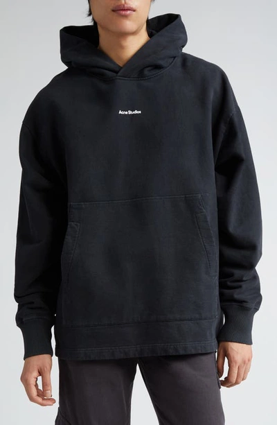 Acne Studios Franklin Hooded Cotton Sweatshirt In Black