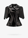 Alexander Mcqueen Women Sleeveless Leather Jacket With Knotted Drapery In Black