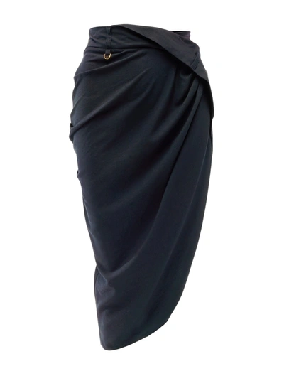 Jacquemus Navy 'la Jupe Saudade' Midi Skirt In Blue