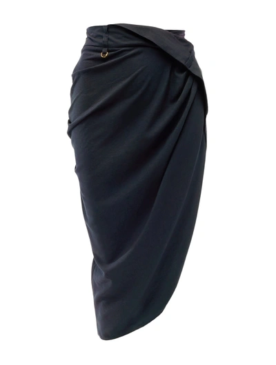 Jacquemus La Jupe Saudade Draped Midi Skirt In Blue