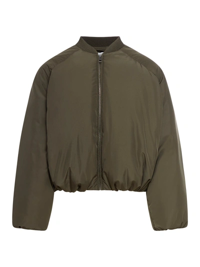 Loewe Leather-trimmed Padded Shell Bomber Jacket In Green