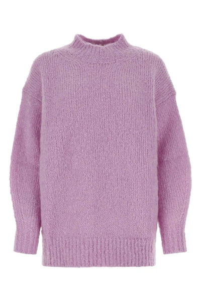 Isabel Marant Idol Ribbed Oversize Mohair Blend Sweater In Purple