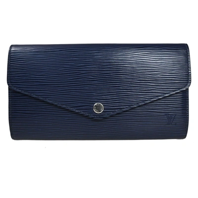 Pre-owned Louis Vuitton Portefeuille Sarah Navy Leather Wallet  ()