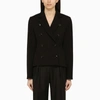 Alaïa Black Double-breasted Jacket In Wool Blend In Black