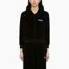 Balenciaga Black Cotton Zip Sweatshirt With Logo In Black