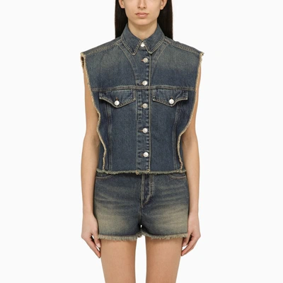 Isabel Marant Tyra Washed-out Denim Waistcoat In Blue