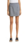 Atm Anthony Thomas Melillo Ticking Stripe Wrap Miniskirt In Naval Blue