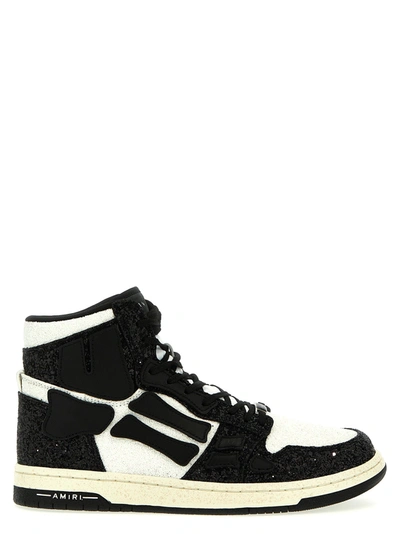 Amiri Glittered Skel Trainers Black In White