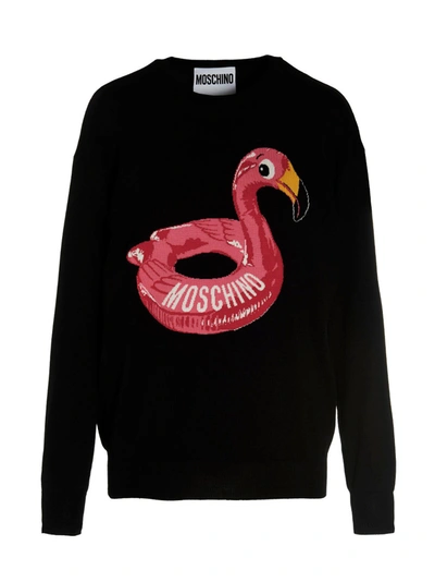 Moschino Jacquard Logo Sweater In Black