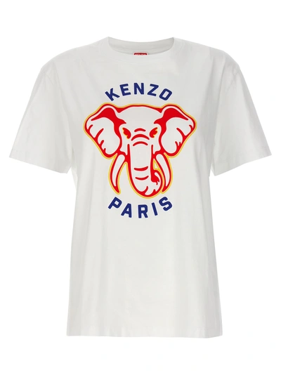 Kenzo Elephant-print Cotton T-shirt In Off White