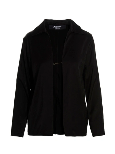 Jacquemus Open Charm Logo Shirt In Black