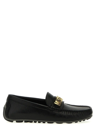 Moschino Black Logo Loafers In 00a * Fantasy Color