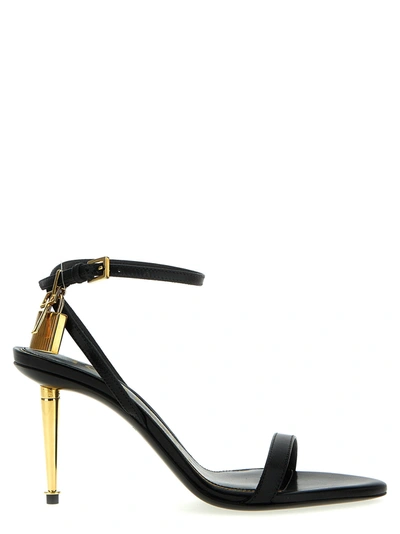 Tom Ford Lock Leather Sandals In Black