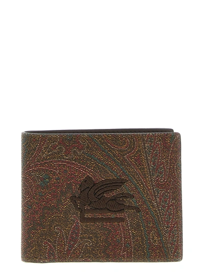 Etro Paisley Logo Wallet In Rouge