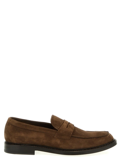 Doucal's Suede Penny Loafers In Brown
