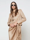 L Agence Jayde Collarless Leather Jacket In Dark Cappuccino
