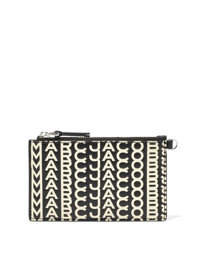 Marc Jacobs The Monogram Leather Wristlet Card Holder In Black