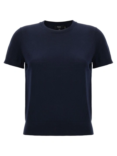 Theory Short-sleeved Sweater In Blue