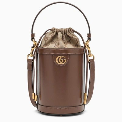 Gucci Ophidia Brown Leather Mini Bucket Bag Women