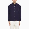 GUCCI GUCCI ROYAL BLUE DRILL SHIRT WITH CONTRASTING STITCHING MEN