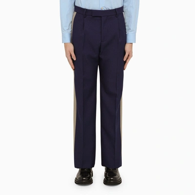 Gucci Royal Blue Trousers With Velvet Bands Men