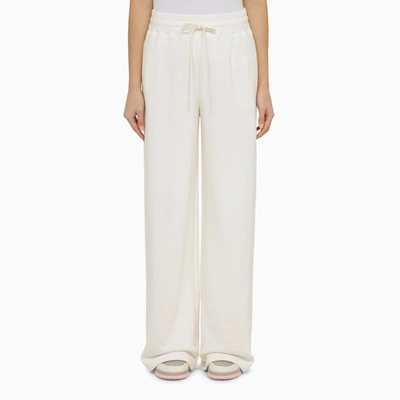 Gucci White Cotton Trousers With Logo Women In Yellow