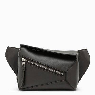 LOEWE LOEWE MINI PUZZLE BUMBAG IN DARK GREY LEATHER MEN