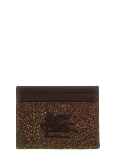 Etro Paisley Card Holder In Brown