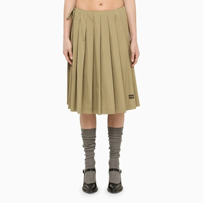 Miu Miu Pleated Clay Skirt Women In Brown