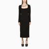 PRADA PRADA BLACK CADY PENCIL DRESS WITH NECKLACE WOMEN