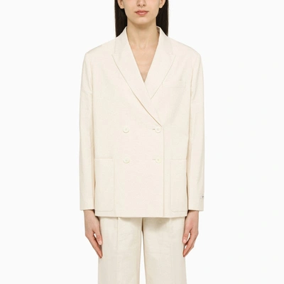 Prada Double-breasted Button Blazer In Neutrals