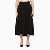 PRADA PRADA LONG BLACK PLEATED WOOL SKIRT WOMEN