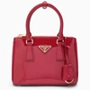 PRADA PRADA MINI GALLERIA BAG IN CHERRY PATENT LEATHER WOMEN