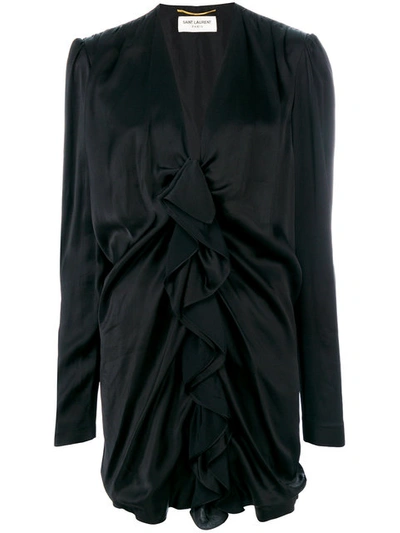 Saint Laurent Black Satin Mini Dress