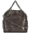 Stella Mccartney Mini Metallic Pewter Falabella Shoulder Bag In Black