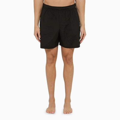 Stone Island Logo Patch Drawstring Swim Shorts In Black