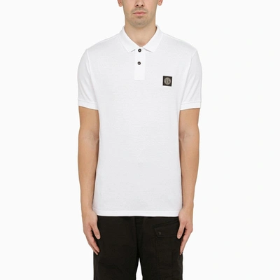 STONE ISLAND STONE ISLAND WHITE SHORT-SLEEVED POLO SHIRT WITH LOGO MEN