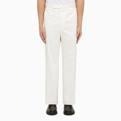 THOM BROWNE THOM BROWNE WHITE STRAIGHT COTTON TROUSERS MEN