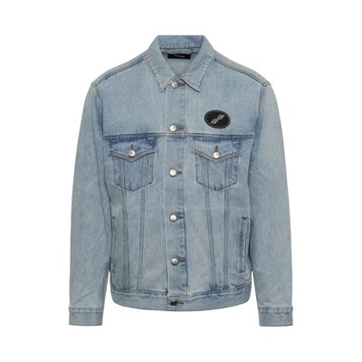 We11 Done Blue Oversized Denim Jacket In Ice