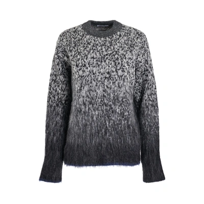 Off-white Fuzzy Mohair Arrow Knitwear In Grey