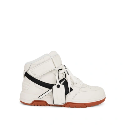 Off-white Out Of Office Mid-top Calf Leather Sneakers In White Black