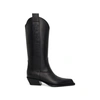 Off-white For Walking Leather Western Boots With Embroideries